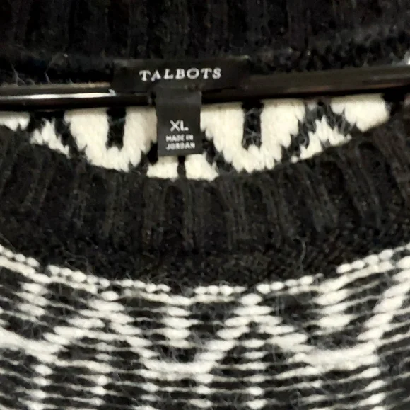 Talbots Fuzzy Fair Isle Crewneck Pullover Sweater wool blend - Picture 2 of 3